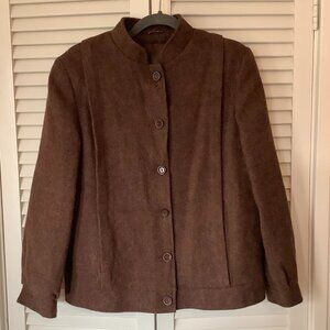 Pitlochry of Scotland women's bomber jacket wool 12 vintage brown button